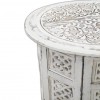 SH120x - Carved Wooden Table, Octagonal Stand (White Wash)